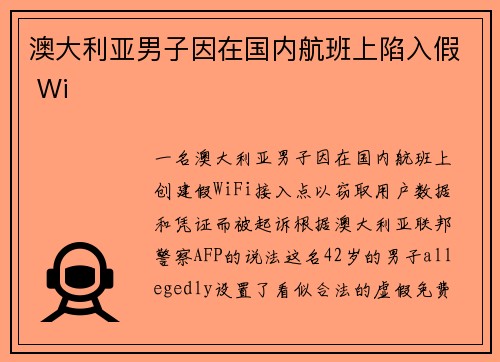 澳大利亚男子因在国内航班上陷入假 Wi